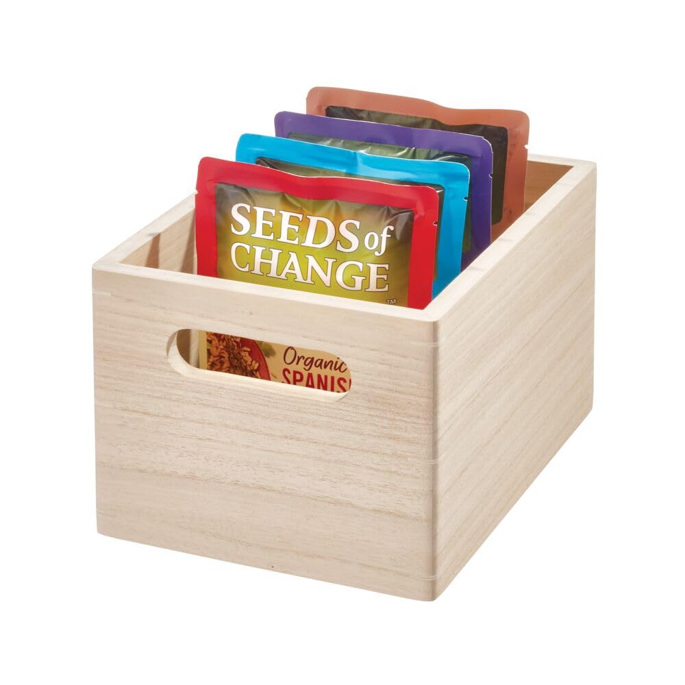 iDesign The Home Edit Series, Papelera mediana con asas, madera, natural