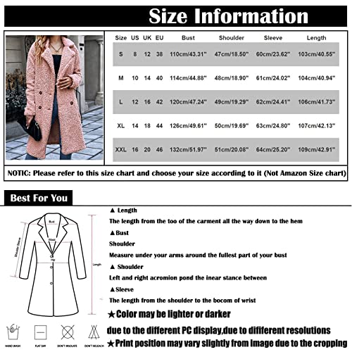 Fluffy Jacket, Fur Coats For Women Leather Shacket Tan Vest Long Women's Mid-Length Double-Breasted Pocket Lapel Wool Cardigan Lambswool Windbreaker Jacket Faux Cardigan Cropped (S, Pink) #TOP6