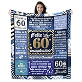 Regalos 60º Cumpleaños Manta de Cumpleaños para Hombre de 60 Años 130 x 150 cm Ideas para Novio Marido Papá Abuelo Tío Amigo Compañero Hermano Primo Feliz cumpleaños Regalo de Cumpleaños Inspirador