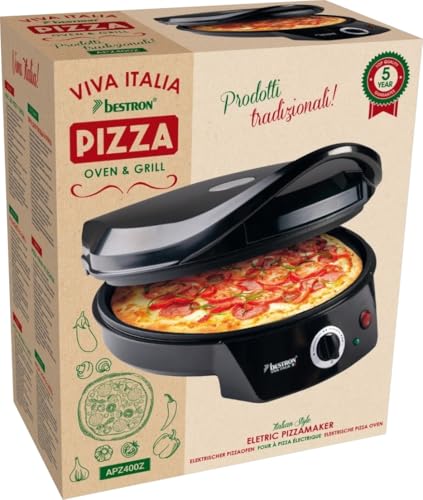 Miniatura 8 de Bestron Horno Grill Eléctrico Para Pizza, Viva Italia, Calor Superior E Inferior, Hasta 180 C, 1800 W, Color: Negro