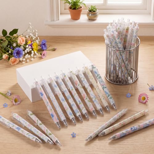 Image of Jetec 54 Pcs Coquette Blue Hydrangea Floral Pens Bulk