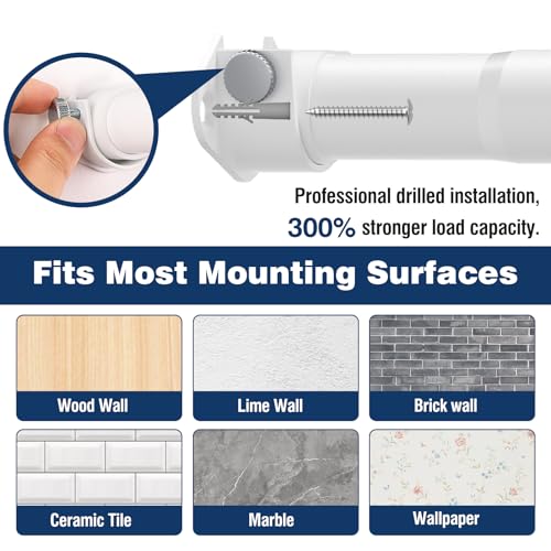 Image of Closet Rods for Hanging Clothes, 16-52 Inches 1.3 Inch Diameter,White