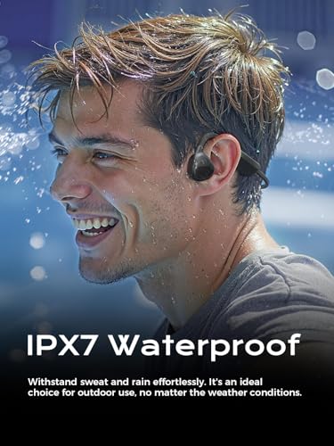 Bone Conduction Headphones,Open-Ear Bluetooth 5.3 Wireless with Mic, IPX7 Waterproof Sport Earphones with 12H Playtime & Magnetic Fast Charge, Secure Fit for Cycling,Fitness,Gym (Obsidian Black) - Image 5