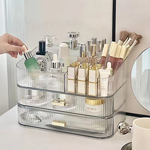Miuopur Makeup Organizer With Stackable Drawers, Bathroom Vanity Organizers And Storage, Ideal For Desk And Dresser Countertops, Great For Cosmetics, Skincare, Lipsticks, Nail Care -Clear #TOP6
