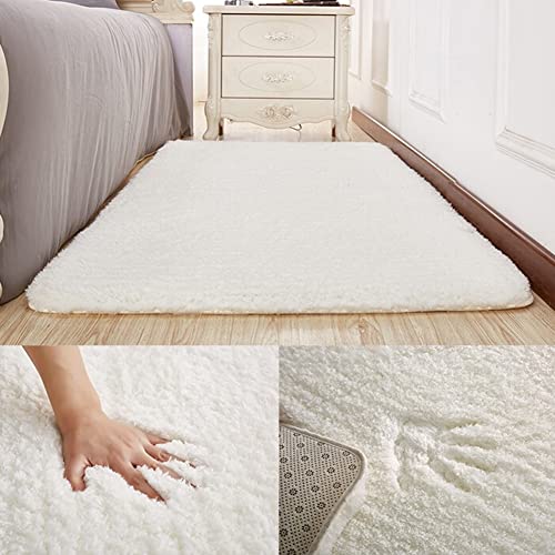 Swsen Tappeto Lungo Shaggy - Tappeti Camera da Letto Moderni per Soggiorno Home Room Décor - in Colori e Dimensioni, Dimensioni: 40 x 60 cm, Colore: Bianco