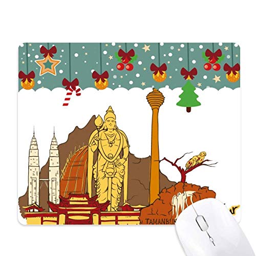 Tapis de souris aquarelle Kuala Lumpur : décoration de bureau de Noël unique