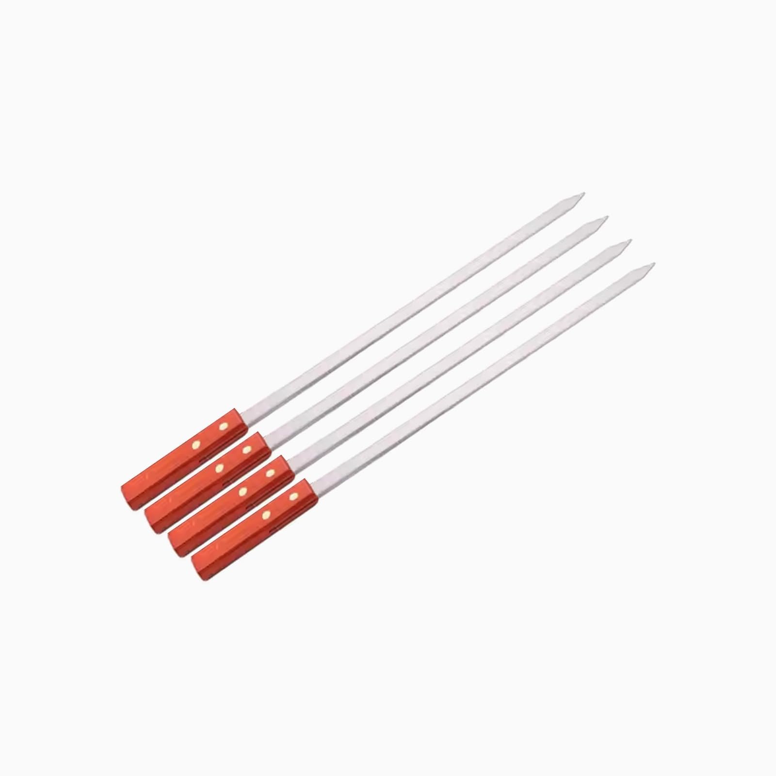 GSV Essentials Stainless Steel Kebab Skewers, Barbecue Skewers with Flat Wooden Handle, Reusable BBQ Skewers for Grilling,Heat Resistant, Ideal for Party,Outdoor Camping, 40cm Long(4 PCS)