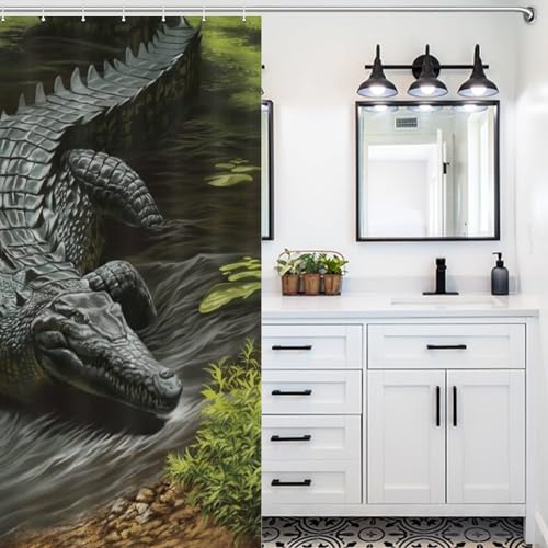 Rideau de douche crocodile imperméable et résistant pour baignoire - 5