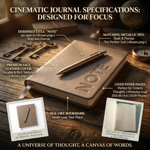 Image of A5 Premium Leatherette Diary Notebook with Metal Pen, Ruled Journal for Office Meetings, Daily Planner, Business Notebook, Writing Journal, Work Organizer, Executive Notebook for Men & Women