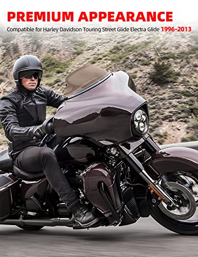 Amazicha Smoke 8" Wave Windshield Windscreen Compatible For Harley Davidson Street Glide Electra Glide Ultra Classic Touring Flht Flhtc Flhx 1996-2013 #TOP1