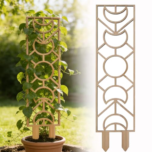 Enrejado de madera para plantas en maceta de interior, marco geométrico de escalada de vid con revestimiento impermeable, pequeña celosía de jardín para guisantes, pimientos y entrenamiento de plantas