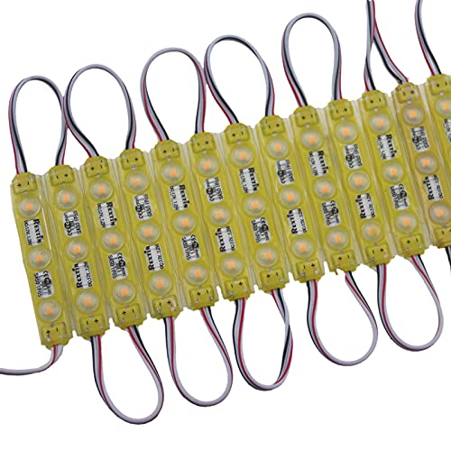 Image of Super Bright 200pcs 3 LED Module Yellow 2835 SMD Waterproof Decorative Light for Letter Sign Advertising Signs with Tape Adhesive Backside (Yellow)