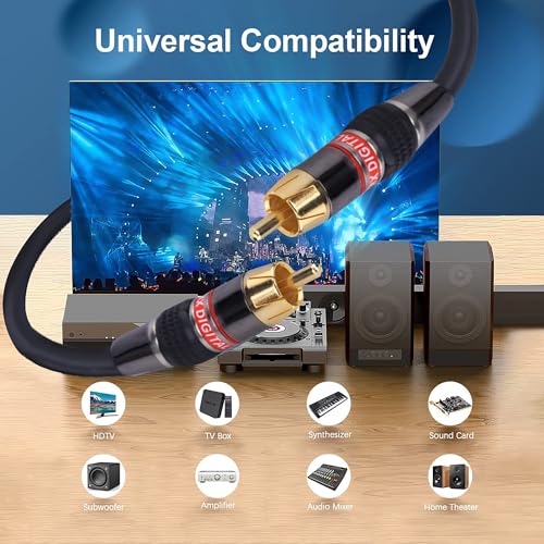 Image of MX 2 RCA to 2 RCA Stereo Audio Cable 3 Meter | Gold-Plated Male to Male OFC Cable | Dual Shielded Audio Cable for Home Theater, Amplifier, Hi-Fi System, Car Audio & Speakers