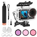 Custodia impermeabile per DJI Osmo Action 5 Pro/4/3, custodia protettiva subacquea a 60 m con set di 3 filtri colorati, impugnatura galleggiante e antinebbia, accessori per immersioni