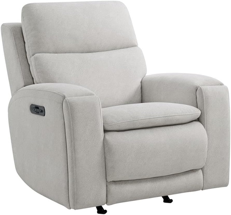 Pemberly Row Contemporary Fabric Swivel Glider and Rocker, Almond Finish, 37.5W x 41D x 42H, Zero Gravity 4 Motor Power, Adjustable Headrest & Lumbar, Air Massage, Heating, Bluetooth, USB, Nursery or