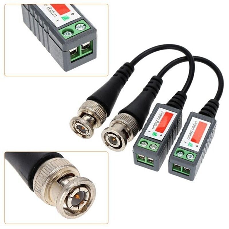 Image of COOLCOLD Video Balun, Mini CCTV BNC Transceiver With Pigtail, Coax to UTP Cat6 Connector HD 720P 1080P, Video Passive Balun for HD-TVI /CVI /AHD /Analog /960H Camera (1 Pair)