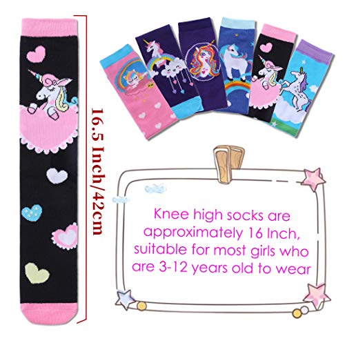 Image of FNOVCO Girls Knee High Socks Cartoon Animal Patterns Cotton Over Calf Socks