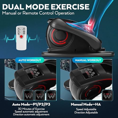 ALTRAX Powered Foot Pedal Exerciser, Silent Under Desk Electric Elliptical Mini Bike, Leg Exerciser While Sitting - Compact Non-Slip Quiet with Remote Control - Gym, Office and Home - 110 V - Image 3