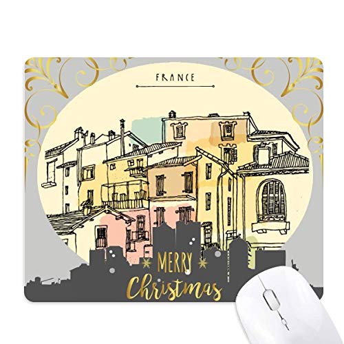 Tapis de souris caoutchouc mairie colorée France nuit de Noël pour PC portable