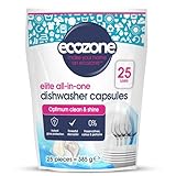 Ecozone Optimum All In One Dishwasher Capsules x 25, Dishwashing Tablets with Salt, Rinse Aid & Extra Dry Effect, Powerful Degreaser & Dish Washer Tabs, Eco Conscious & Gentle on Appliances