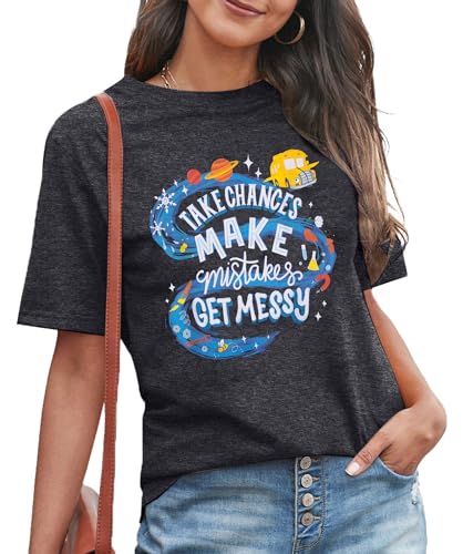 JINTING Women Teacher Shirts Kindergarten Teacher Shirt Cute Apple Shirt Floral Crewneck Short Sleeve Top