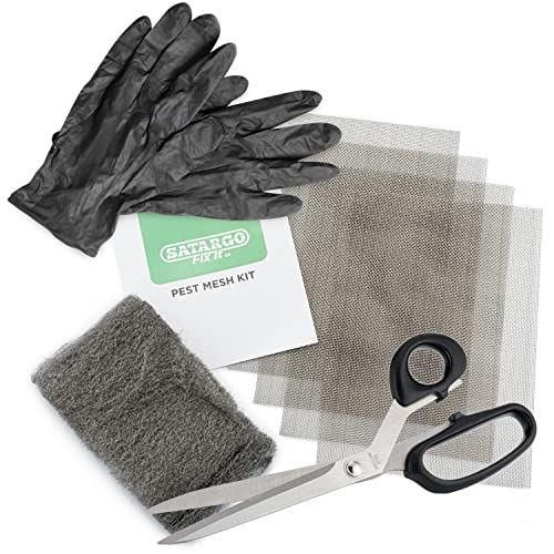 Satargo Stainless Steel Metal Mesh Pest Kit - 4 x A4 Sheets & 1 Sheet Steel Wool - Rat Mouse Snail Slug Deterrent - Hole Cover Blocks Vents Air Bricks for Rats Mice Snakes Exclusion - Garden Indoors
