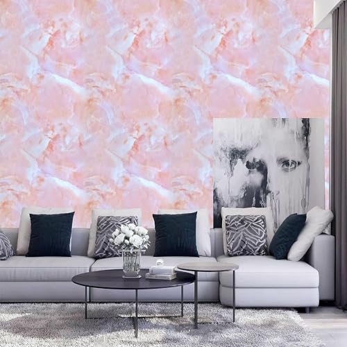 Image of NAREVAL Pink Marble Wallpaper Oilproof Waterproof - Self-Adhesive Wall Stickers Heat Resistant Marble Contact Paper for Marble (Pink Marble K10 60 * 200 Cm) (Pack of 5)