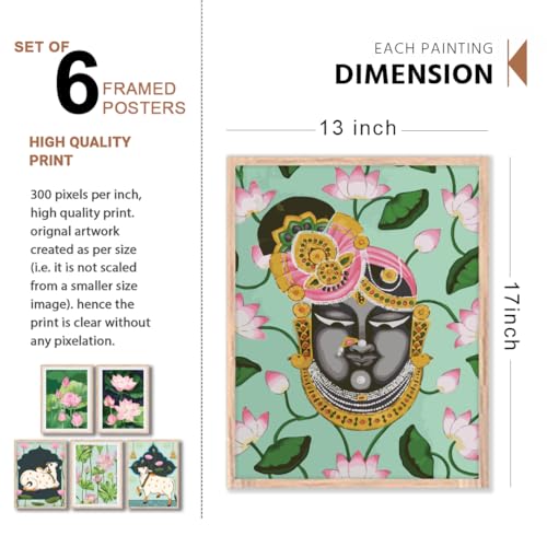 Image of NoWorries Gond Art Wall Paintings | Set of 6 Traditional Indian Art Posters with Synthetic P.S. Moulding Frame - Framed Wall Decor for Living Room & Home Decoration (13x17 Inch, ART ATTACK-2)