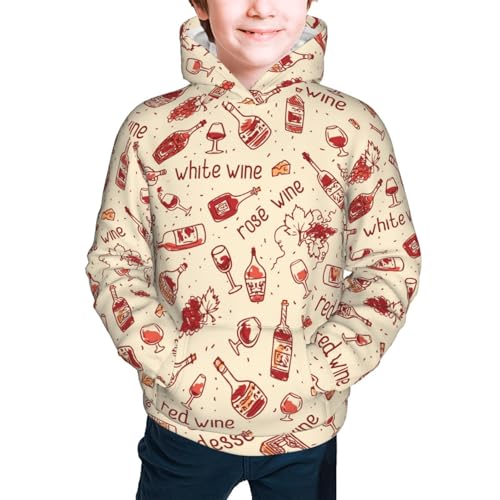Red Wine Kid Hoodies Boys Sweatshirts Girls Pullover with Pocket3