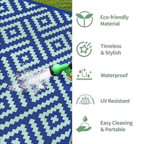 Image of GENIMO Outdoor Rug, Waterproof Plastic Rugs for Patio, 6'x9' Royal Blue