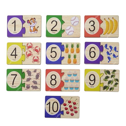 Image of Lefan Alphabet and Number Block Joint Puzzle Wooden Jigsaw Puzzle Toy for Toddlers - Learn A-Z & 1-10 Matching Blocks - Educational Montessori Learning Toy for Kids Age 2 3 4 5 6 Years