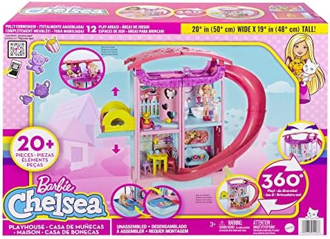 Barbie Doll House | Chelsea Playhouse with 2 Pets, Furniture and Accessories | Elevator, Pool, Slide, Ball Pit and More | Kids Toys and Gifts