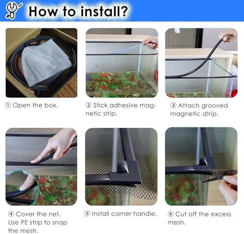 Aquarium Anti-Jump Net Cover Mesh with Ventilation Hood, Magnetic Top Lid for Fish Tanks, Custom Size (L55.1 x W23.6) - Perfect Protective Screen for Terrariums