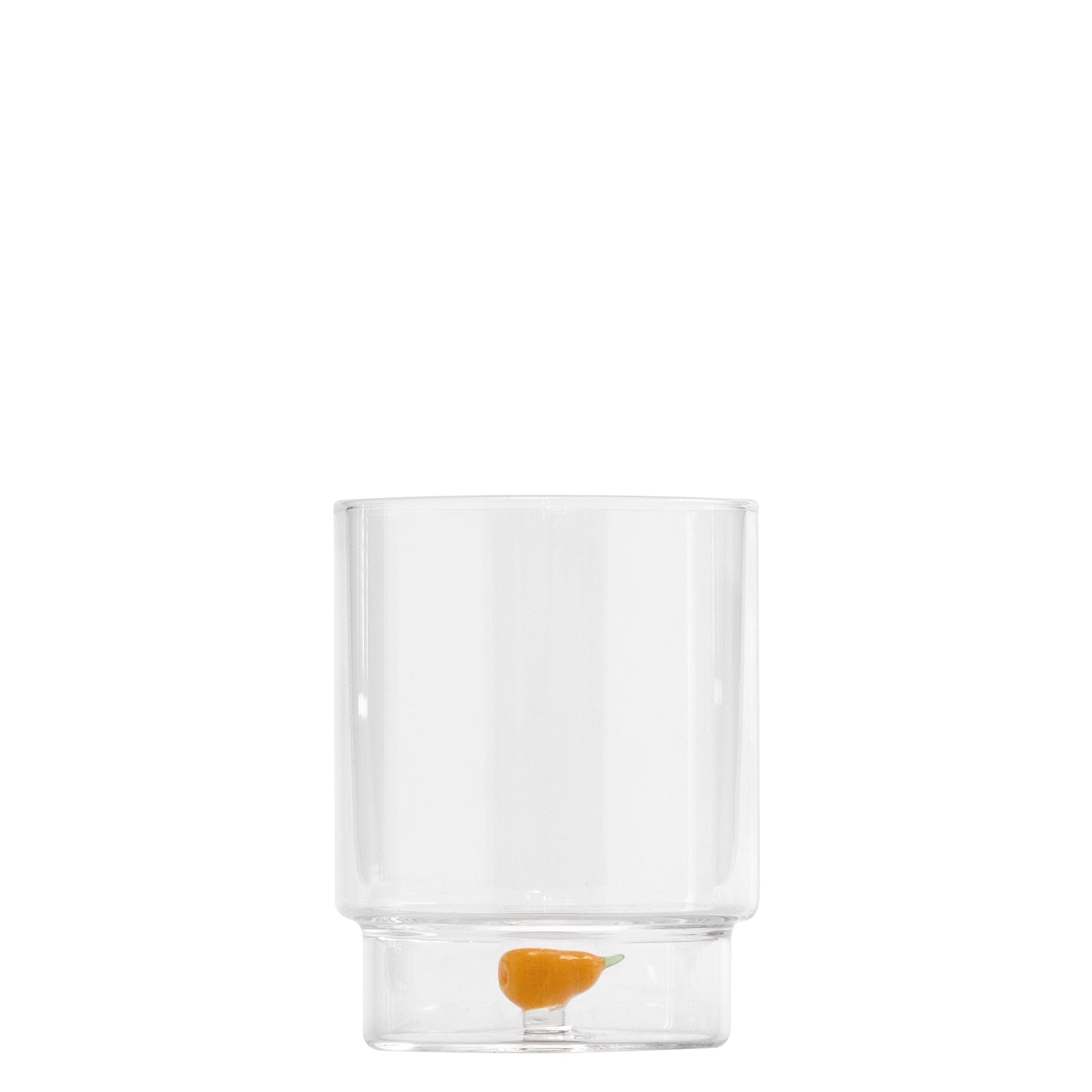 Zafferano Teca Frutta Mix - Set 6 Bicchieri in Vetro Borosilicato con Frutta - Tumbler 35 cl Doppio Fondo Decorato a Mano, Lavabili Facilmente