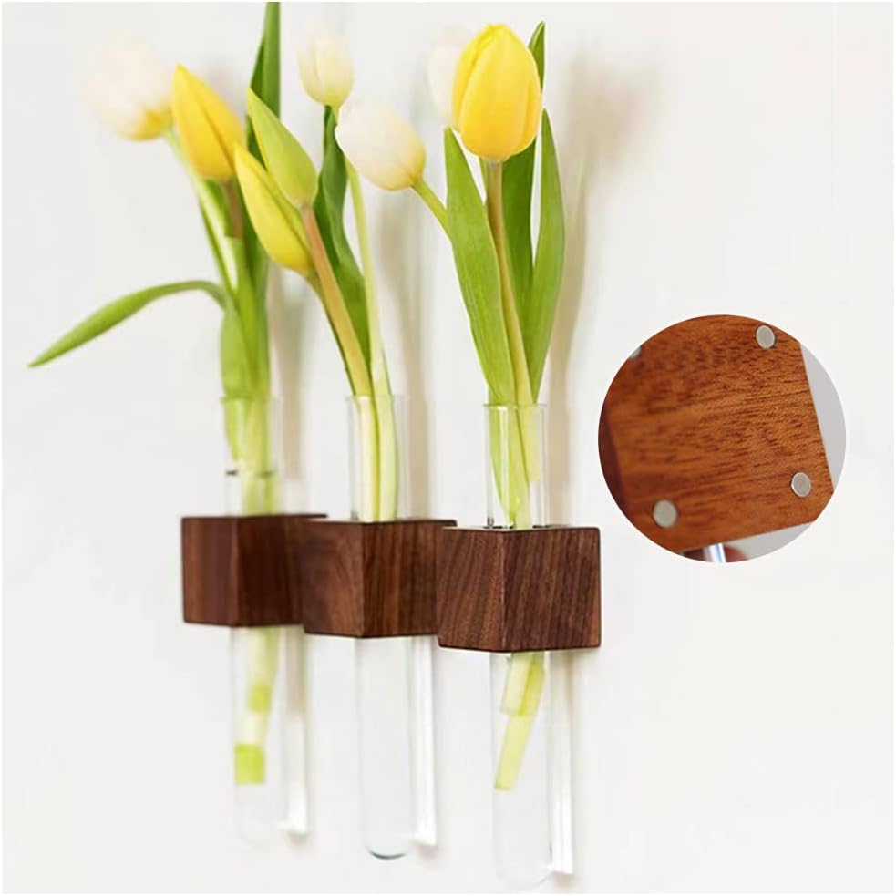 WAYUTO Set of 3 Magnetic Refrigerator Vases Magnets Fridge Door Hydroponic Plants Tube Magnet Ornaments for Home Office Refrigerator Decoration