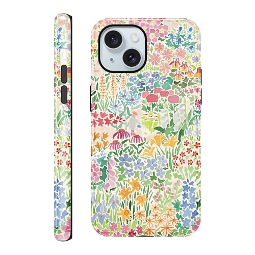 Yirlbey Funda para iPhone 15 6,1', Carcasa con Aesthetic Colorido Flore Floral Dibujos Diseño Motive Brillante Silicona TPU Case Antigolpes Bumper Protección Cover para Mujer Niñas para iPhone15