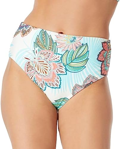 Coco Reef Reversible High Waist Bikini Bottom - Verso, Tropical Lotus, Black, Medium