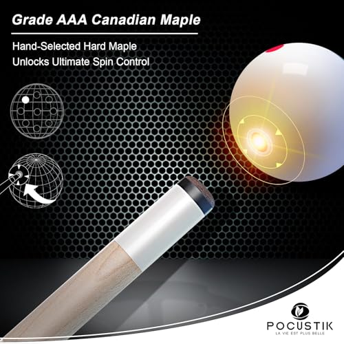 POCUSTIK 58" 2-Piece Pool Cues Set of 4, Ergonomic Grip, Canadian Maple - image 6
