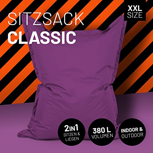Lumaland Luxury Riesensitzsack XXL Sitzsack 380l Füllung 140 x 180 cm Indoor Outdoor verschiedene Farben Lila - 2