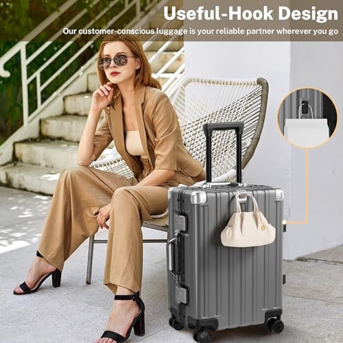 Krute Carry On Luggage 20 inch Aluminum Frame Suitcase with Spinner Wheels No Zipper PC+ABS Hardshell Luggages TSA Lock Zipperless Suitcases4