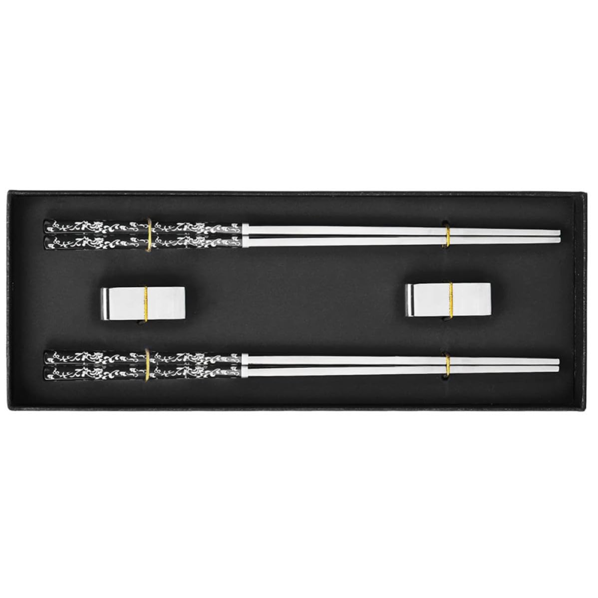 Palillos reutilizables de acero NUSITOU, juego con soporte para cenas asiáticas