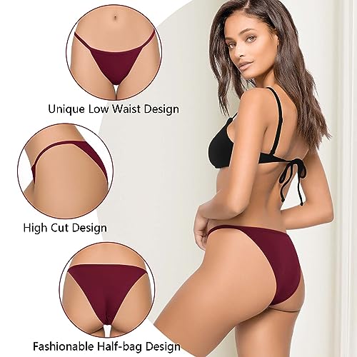 Image of LEVAO Cotton Underwear for Women-Plus Size String Bikini Panties-Low Waist Cheeky Underwear-High Cut Stretch Ladies Briefs