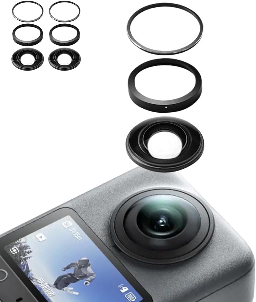Lens Replacement Kit for DJI Osmo 360 Accessories, Portbale Optical Glass with Aluminum Alloy Ring, Camera Lens Repair Part Kit Compatible with DJI Osmo 360 Panorama Camera (2 Pack)