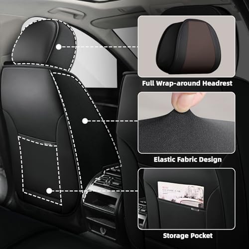 Image of Car Seat Cover Fit for Nissan 370Z 2009-2021,Compatible Airbag Non-Slip Waterproof Seat Cover,Car Seat Protector Premium Interior (Luxury 2 Seats,Black Coffee)