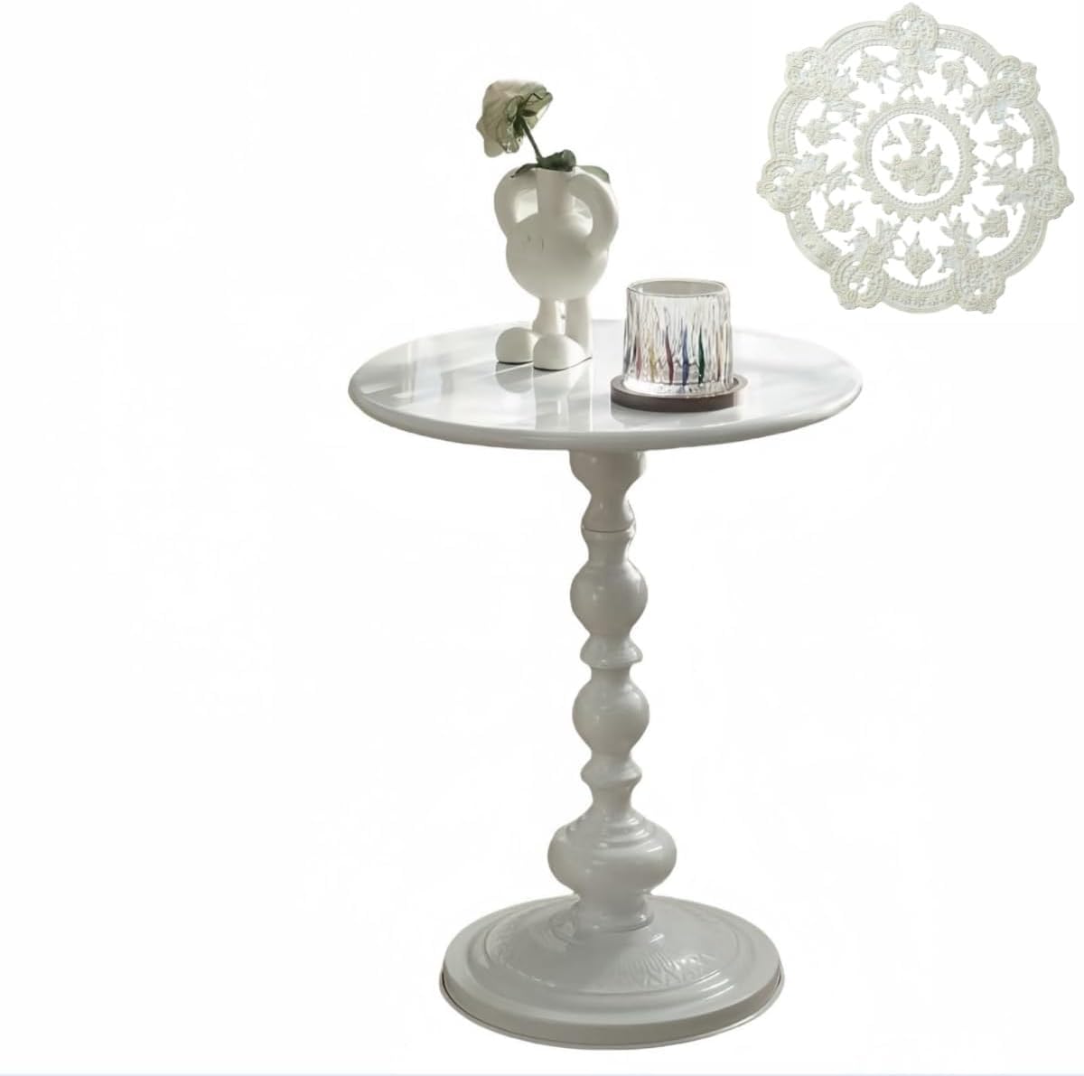 Light luxury sofa side table, living room household small coffee table, retro corner table on the side table, bedside storage balcony small round table. Iron art baking paint.