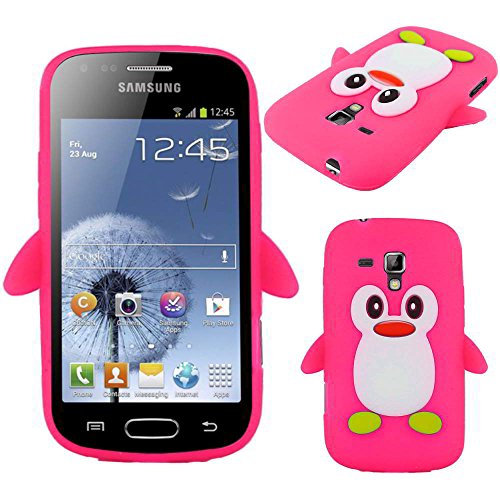 ebestStar - Coque Compatible avec Samsung Galaxy Trend S7560, S Duos S7562 Etui Housse Silicone Gel TPU Souple Pingouin, Rose [Appareil: 121.5 x 63.1 x 10.5mm,...