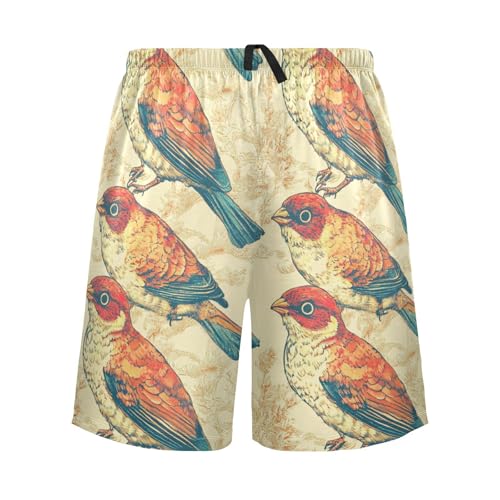 Men's Short Pajama Bottoms Bird Flying Pattern Home Casual Sleep Pants