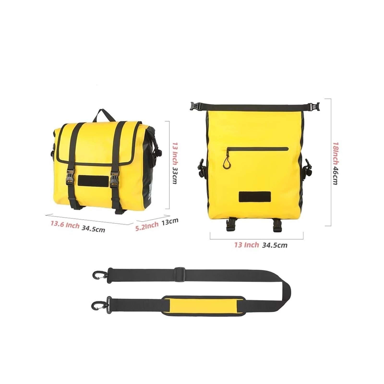 Borsa Posteriore Moto Borsa Sella Per Moto Laterale Per 15 Litri Impermeabile Sgancio Rapido Confezione Singola(Yellow-15L)