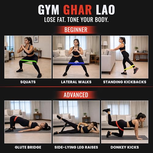Image of SLOVIC Resistance Bands Mini Loop | Loop Hip Band for Women & Men for Hip, Glutes, Legs and Squats Exercises | Thera Band for Fitness | Gym Equipment for Home Workout | Resistance Band Set of 3