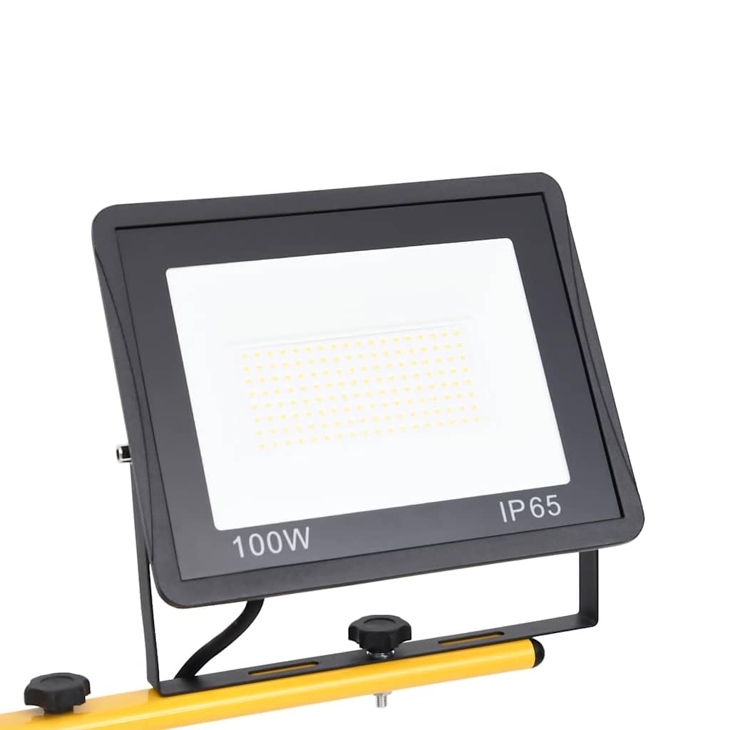 LED Arbeitsstrahler 2x100 W mit Stativ, 14000 lm 3000 K, höhenverstellbar, Baustrahler für Werkstatt und Baustelle, Schwarz